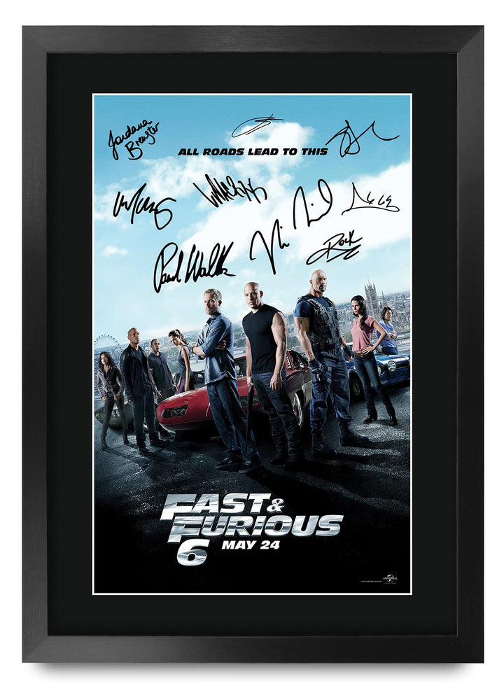 HWC Trading Poster mit Autogramm und Autogramm von FR A3 Fast &amp; Furious 6 Vin Diesel, Paul Walker, D