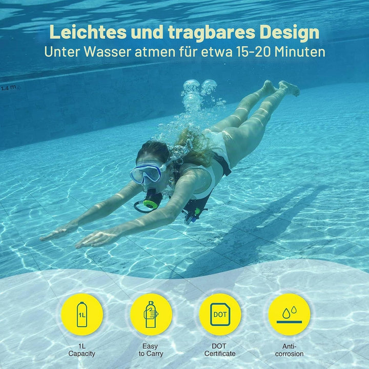 Tauchflasche Sauerstoffflasche 1L Mini Tauchflasche Mini zum tauchen Mit 15 Bis 20 Minuten Tauchen S
