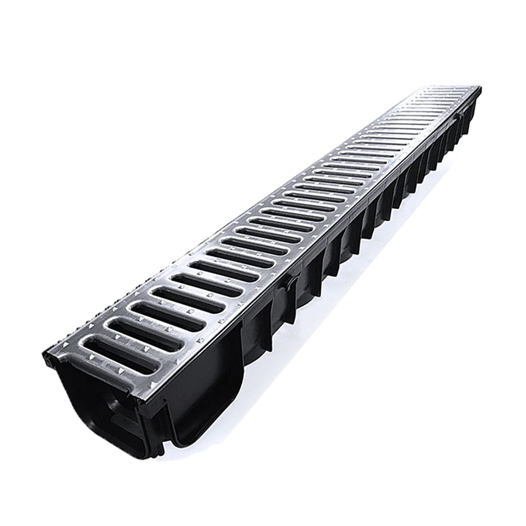 Entwässerungsrinne STAHL A15 Garage-Set 12 Meter Kit Midi-Kanal Rinne DAKOTA GUNNEX (12m), 12m