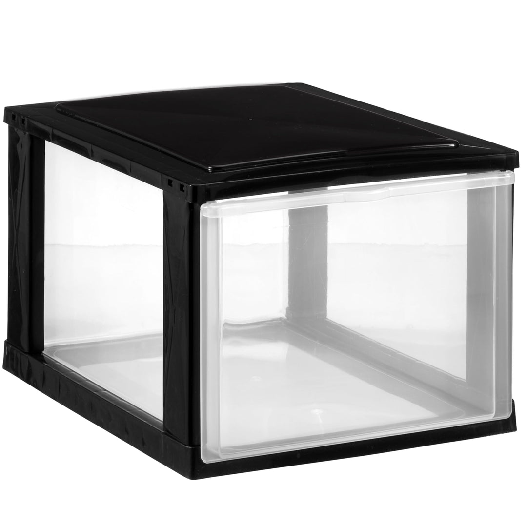 Hummelladen Schubladenbox DIN A4 mit 1 hohen Schublade 34,5x26x20 cm - schwarz-transparent Kunststof