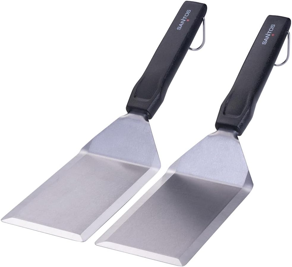 SANTOS Smash Burger Set mit Fleischpresse Schmelzglocken Spachtel Gusseisen Grillplatte BBQ Zubehör