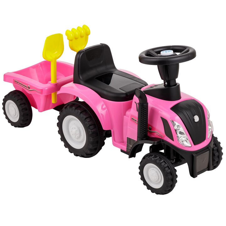 Ride-On Traktor mit Anhänger für Kinder von 12 bis 36 Monat, Traktor mit Lufthupe, Rutschspielzeug,
