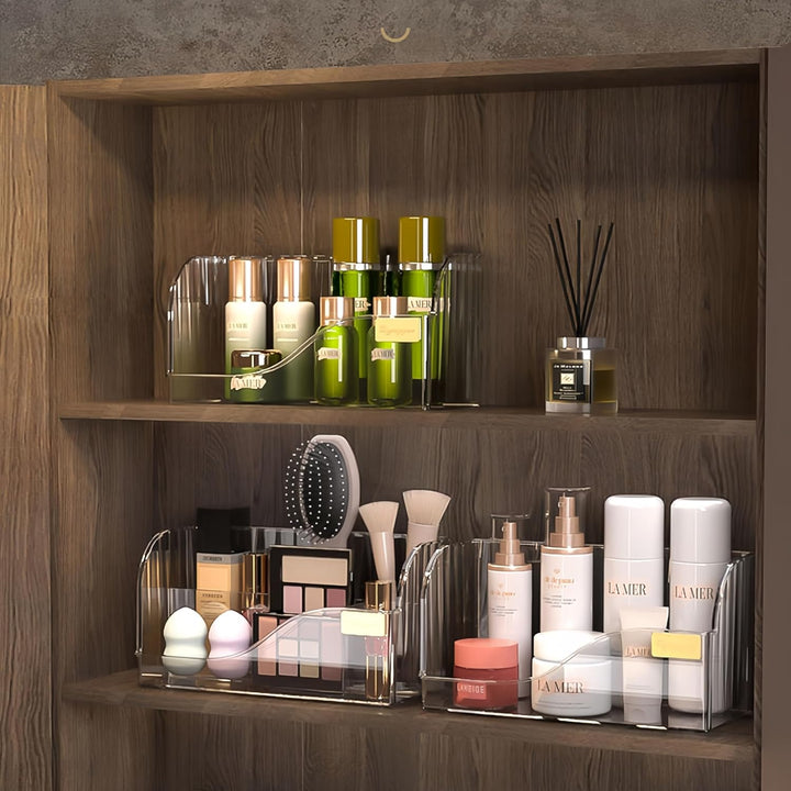 Make up Organizer mit 4 Fächern, 2 Stück Kosmetik Aufbewahrungsbox für Schminktisch Badezimmerschran