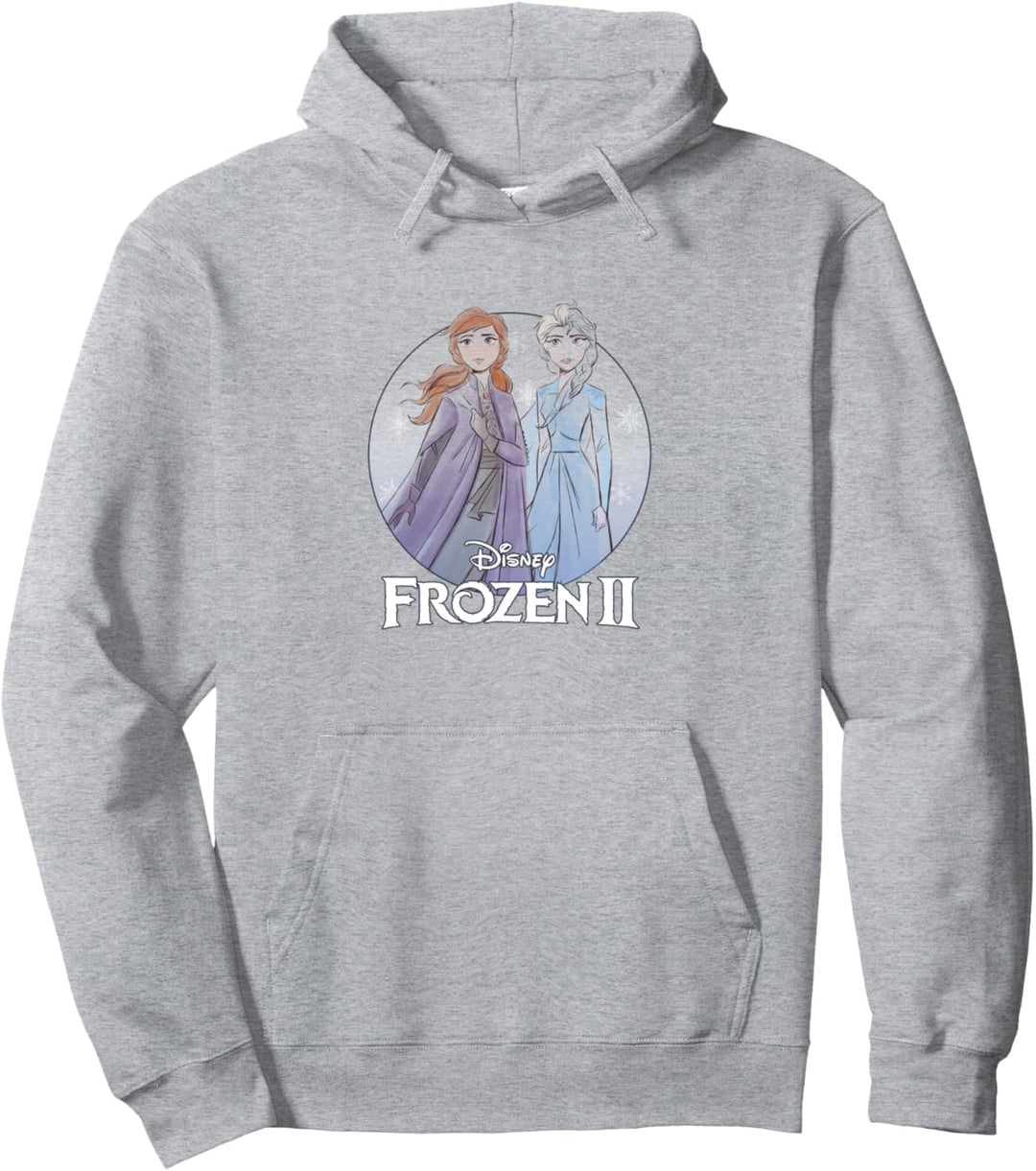 Disney Frozen 2 Anna Elsa Water Color Sketch Logo Pullover Hoodie
