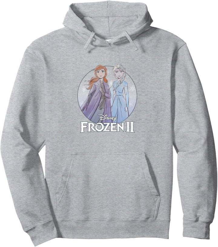 Disney Frozen 2 Anna Elsa Water Color Sketch Logo Pullover Hoodie