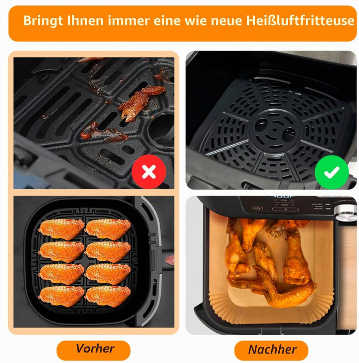 200 Stück Backpapier für Heissluftfritteuse, Ninja Foodi AF500EU 10.4L Airfryer, Ninja Flex Drawer 1