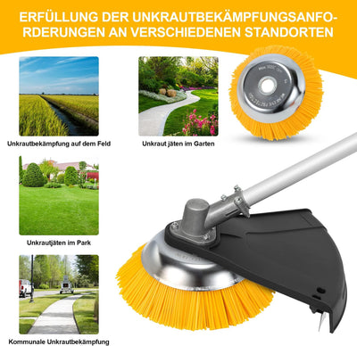 Vigevee Unkrautbürste 200 x 25.4 mm Weed Brush Round Brush, Professional Brush Cutter Wild Herb Brus
