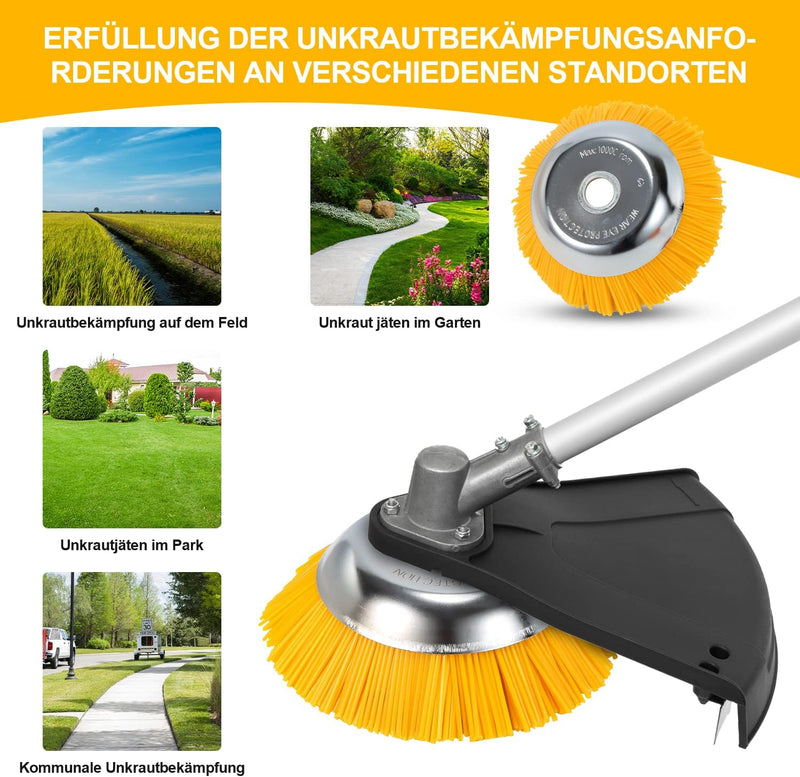 Vigevee Unkrautbürste 200 x 25.4 mm Weed Brush Round Brush, Professional Brush Cutter Wild Herb Brus