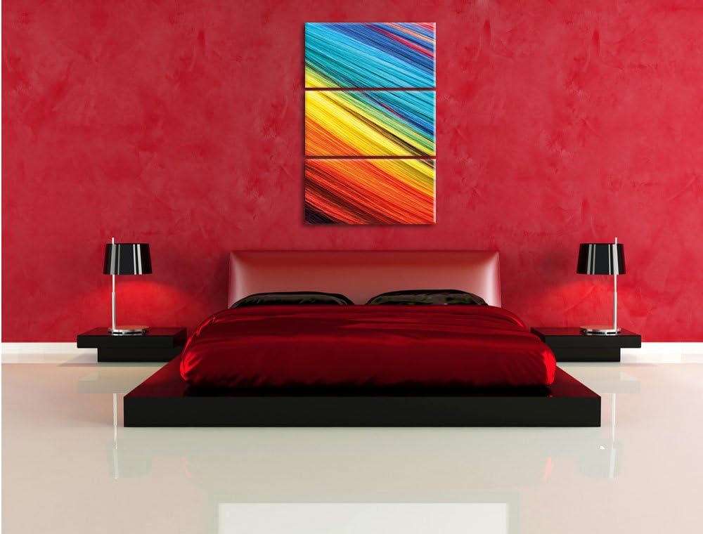 Pixxprint Bunte Streifen 3-Teiler Leinwandbild 120x80 Bild auf Leinwand