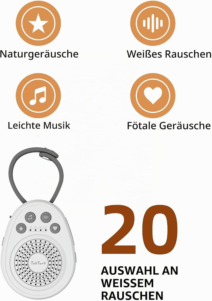 TakTark Weisses Rauschen Baby Tragbar mit Akku für Kinder &amp; Erwachsene, White Noise Machine Baby mit