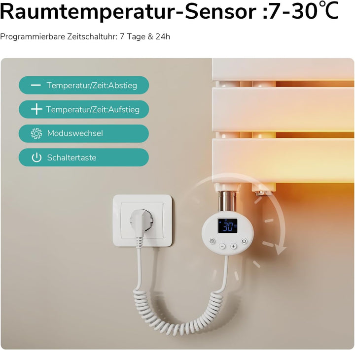 EMKE WiFi Handtuchheizkörper Elektrisch 1599x400 mm - Flach Badheizkörper Elektrisch, Elektrischer H