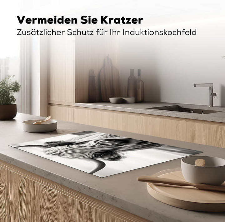Herdabdeckplatte 80x52 cm Einteilig Ceranfeld Abdeckplatte für Induktionsschutz Ceranfeldabdeckung V