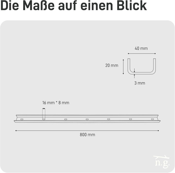 3x Gratleiste U-FORM massiver Unterzug für Tischplatten, Tischbeschlag, Unterstützungsunterzug, Vers