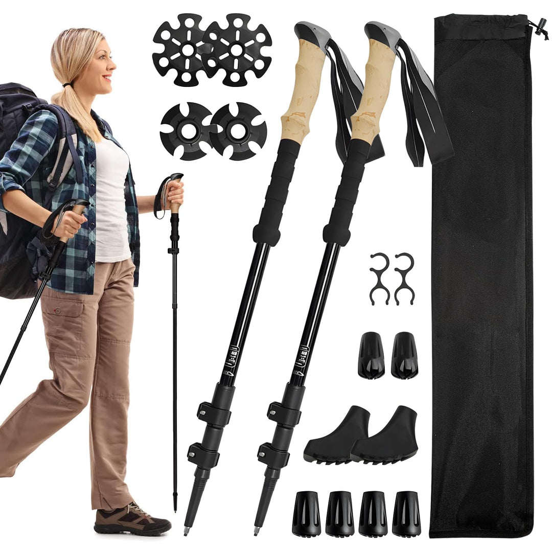 Teleskop Wanderstöcke, Teleskop Wanderstöcke Aluminium und Carbon mit Korkgriff, Leichte Nordic Walk