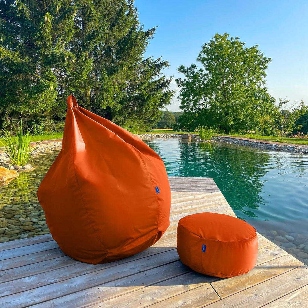 Bruni Sitzsack Classico L in Orange – XL Sitzsack mit Innensack zum Lesen, Abnehmbarer Bezug, lebens