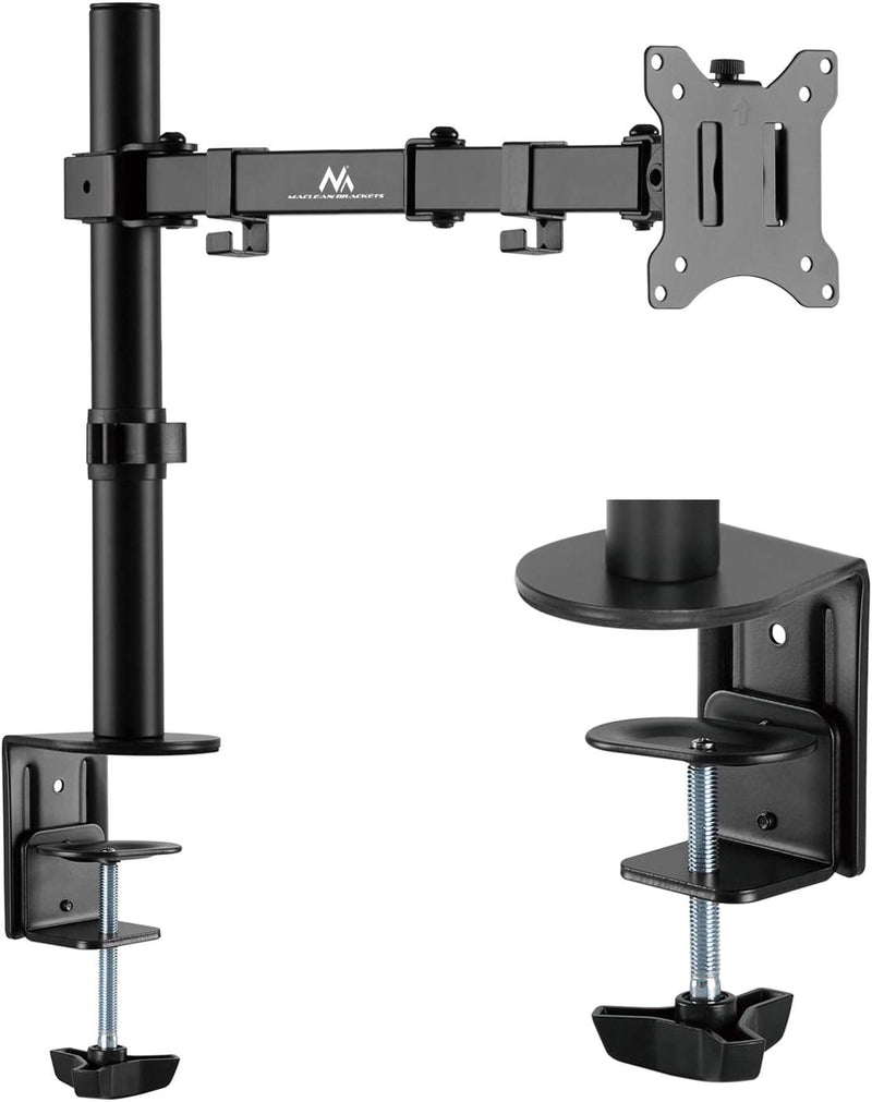 Maclean MC-883 1-Fach Monitorhalterung Tischhalterung 17-32" Zoll Schwenkbar Neigbar Höhenverstellba