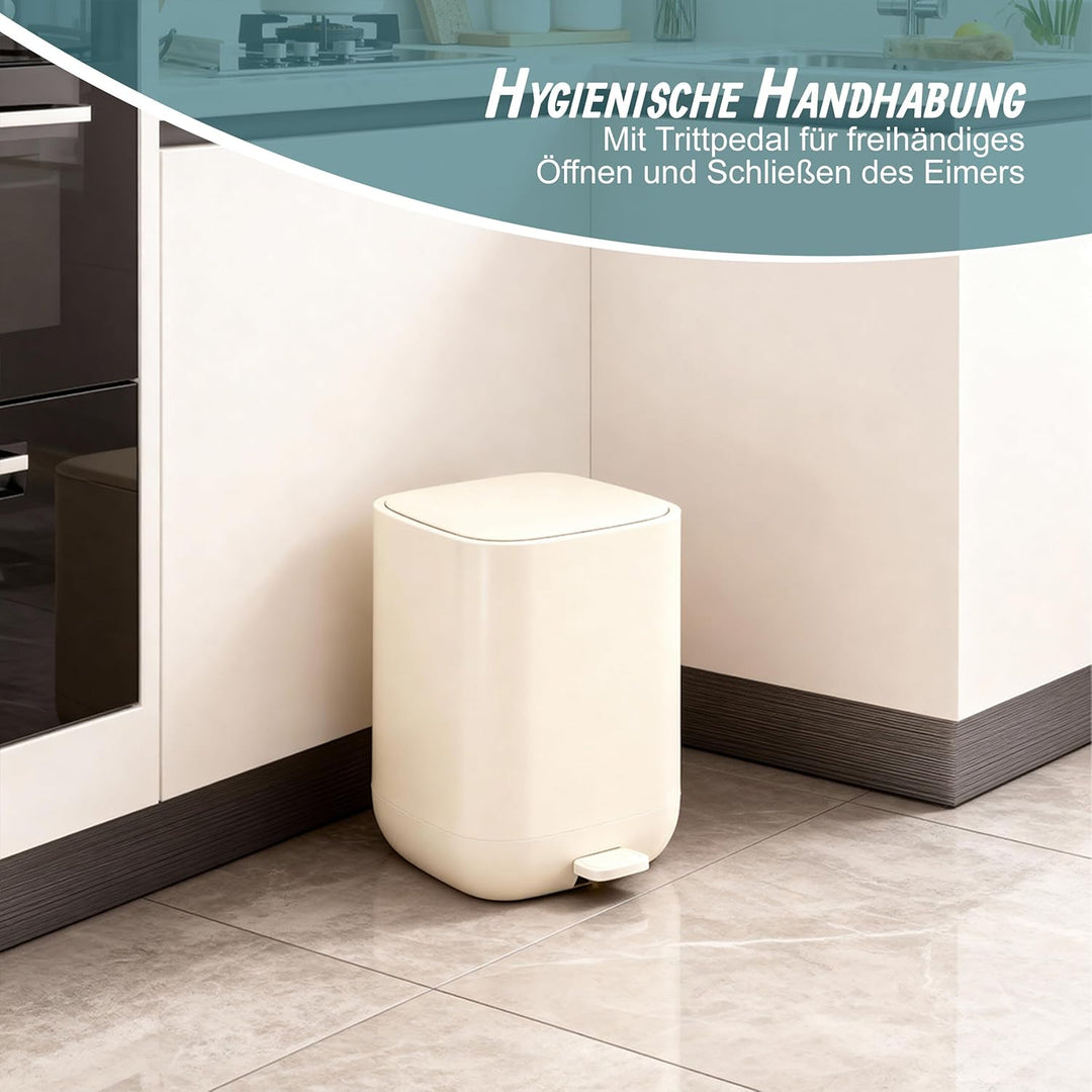 Relaxdays Mülleimer, 9 Liter, Absenkautomatik, entnehmbarer Inneneimer, Matter Kunststoff, Treteimer