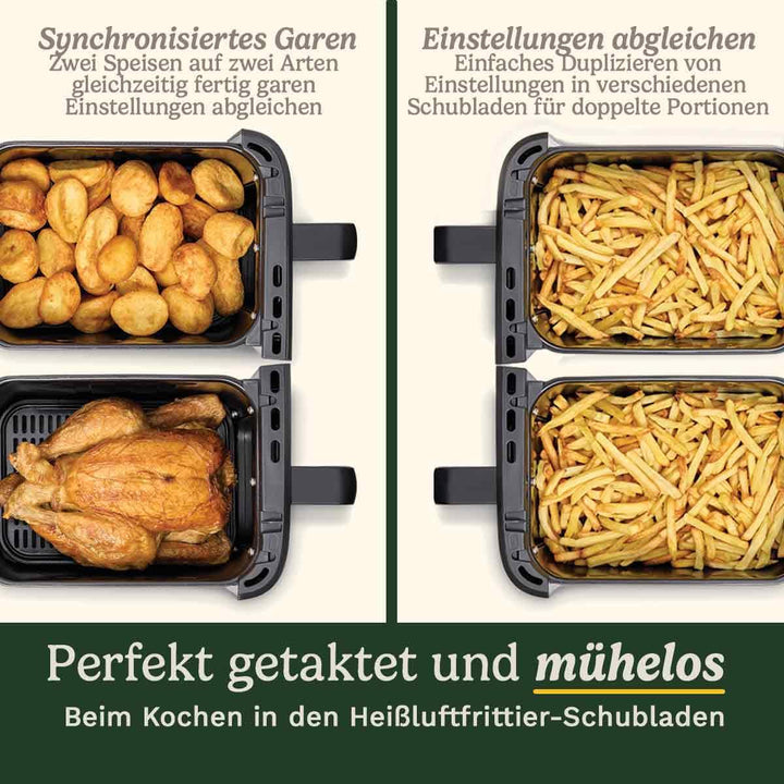 Cuisinart Tri Zone 13,6L Heissluftfritteuse & Ofen | PFAS-frei | 3 Zonen | 2×4,3L Körbe + 5L Schubla