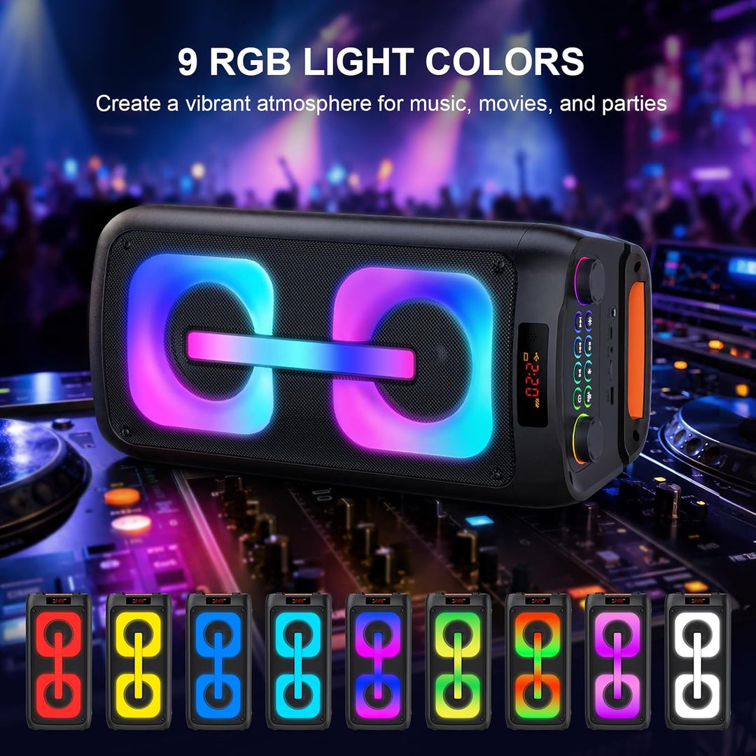 Karaoke Maschine mit 2 mikrofonen,tragbarer Bluetooth Karaoke Anlage mit LED Lichtern,PA System,idea