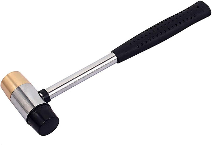 Alnicov Fret Hammer Gitarrenbauer Hammer 26mm Durchmesser Kopf Schwarz Kunststoff- und Messingkopf f