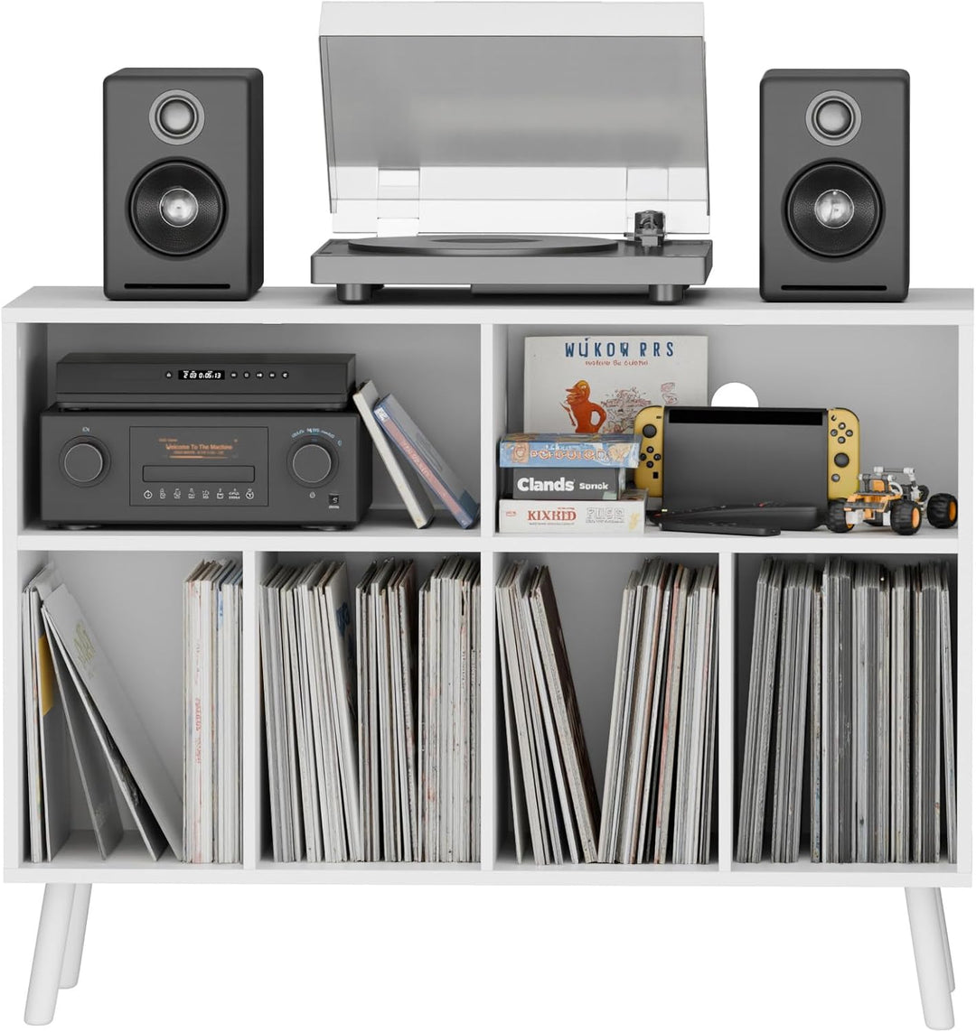 Plattenspieler-Ständer mit Schallplattenaufbewahrung, Vinyl-Plattenregal mit Präsentationsfläche, Sc
