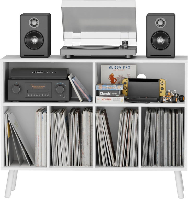 Plattenspieler-Ständer mit Schallplattenaufbewahrung, Vinyl-Plattenregal mit Präsentationsfläche, Sc