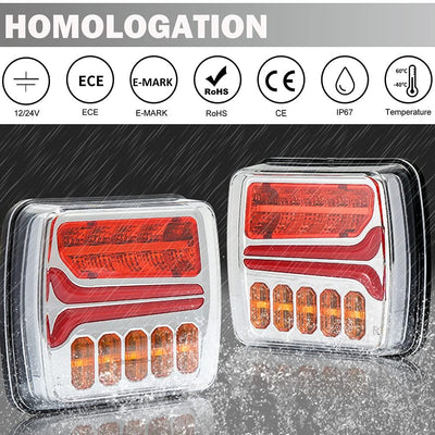 AGRISHOP LED Rückleuchten Anhänger Set 12/24V,2PCS LED Anhänger Heckleuchten Leuchten,Rücklicht Anhä
