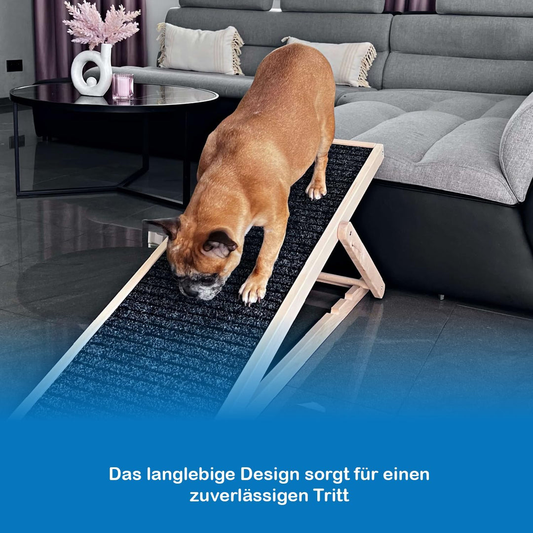 Hunderampe, Hundetreppe aus Holz, verstellbar, Hunderampe für kleine Hunde, Rampe für Hunde,Hunde Tr