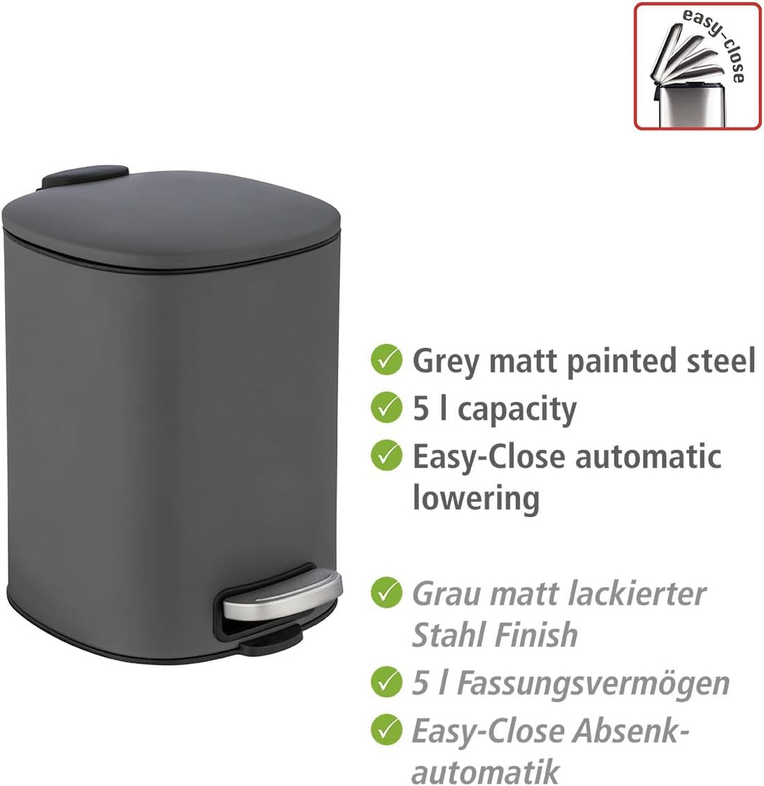 WENKO Kosmetik-Treteimer Mod. Alassio, Abfalleimer mit 5 Liter Volumen, hochwertiger Badezimmer-Müll