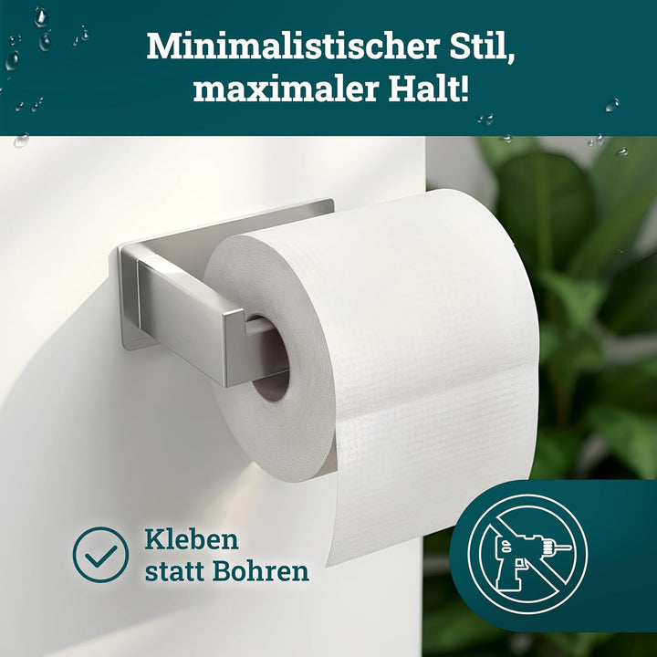 husman® Toilettenpapierhalter ohne Bohren | Klorollenhalter aus hochwertigem gebürstetem Edelstahl |