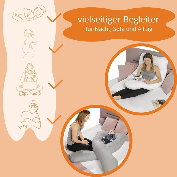 sleepling Schwangerschaftskissen Seitenschläferkissen, Bodypillow U-Form Kissen Bezug Mikrofaser (ab