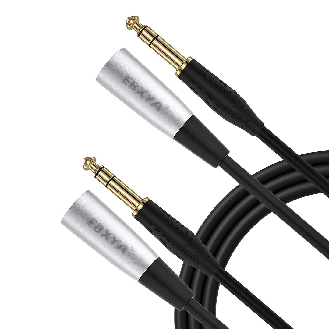 EBXYA XLR auf 6,35 mm Klinke Kabel 1m symmetrisch (3-Pin XLR zu 3-Pol TRS Stereo) für Mikrofon - 2er