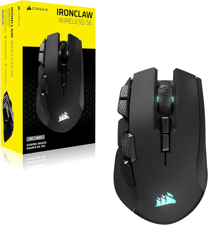 Corsair IRONCLAW Wireless SE Gaming-Maus – 26,000 DPI, Ergonomisches Design für Grössere Hände, 10 P