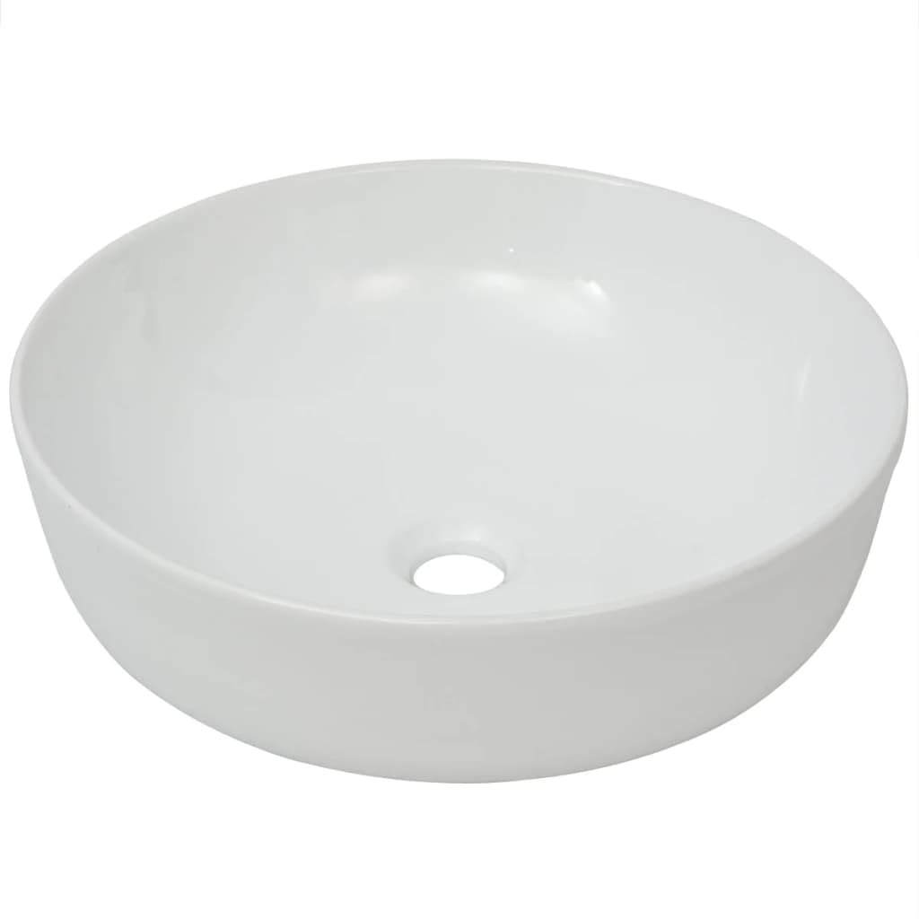 vidaXL Waschbecken Rund Keramik 41,5x13,5cm Waschschale Aufsatzwaschbecken Weiss, Weiß