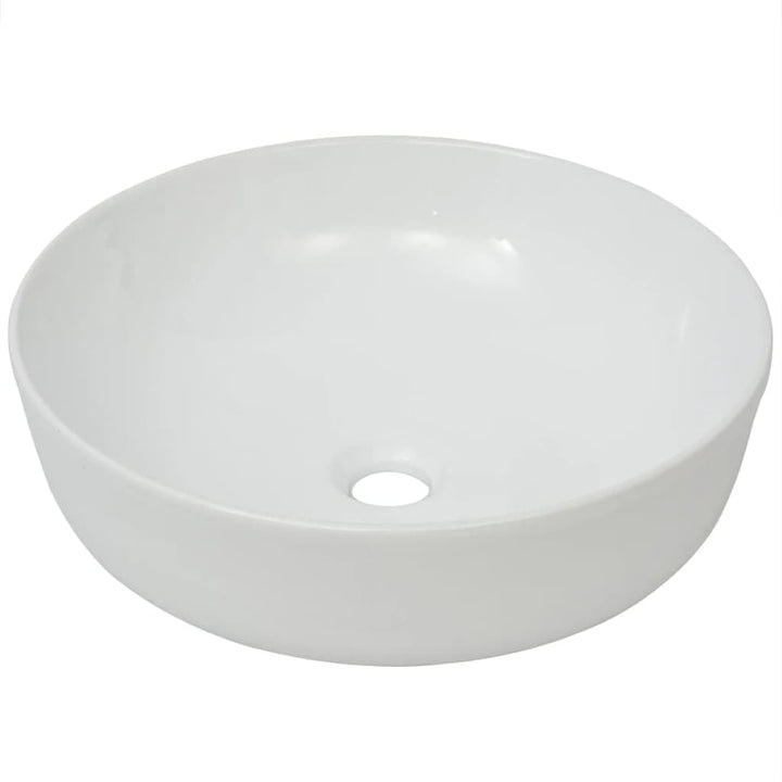 vidaXL Waschbecken Rund Keramik 41,5x13,5cm Waschschale Aufsatzwaschbecken Weiss, Weiß