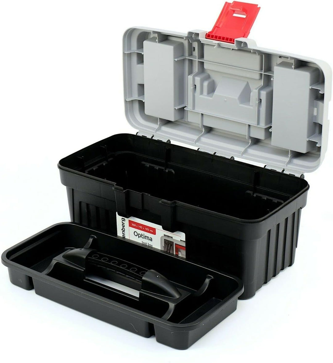 Werkzeugkoffer Werkzeugbox Werkzeugkasten mit Werkzeugtrage Ergonomischer Griff Robuster Deckel ABS