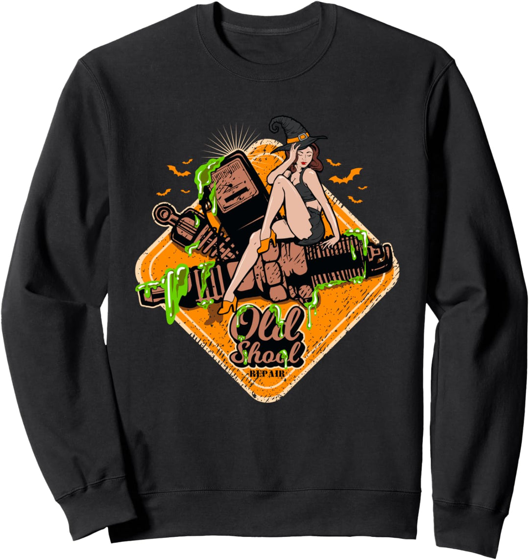 Rockabilly Pin-Up Girl Hexe Rockmusik Halloween Sweatshirt