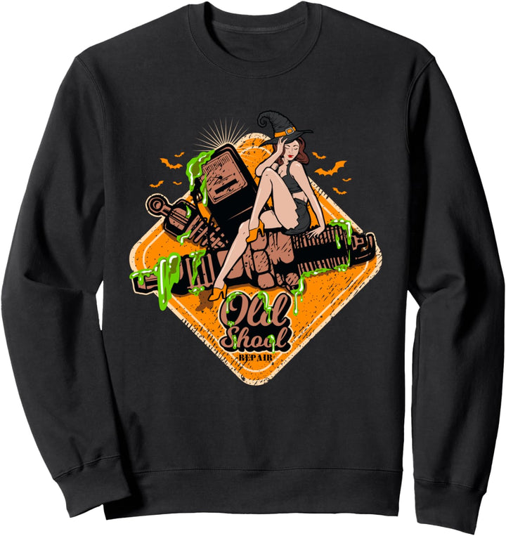 Rockabilly Pin-Up Girl Hexe Rockmusik Halloween Sweatshirt