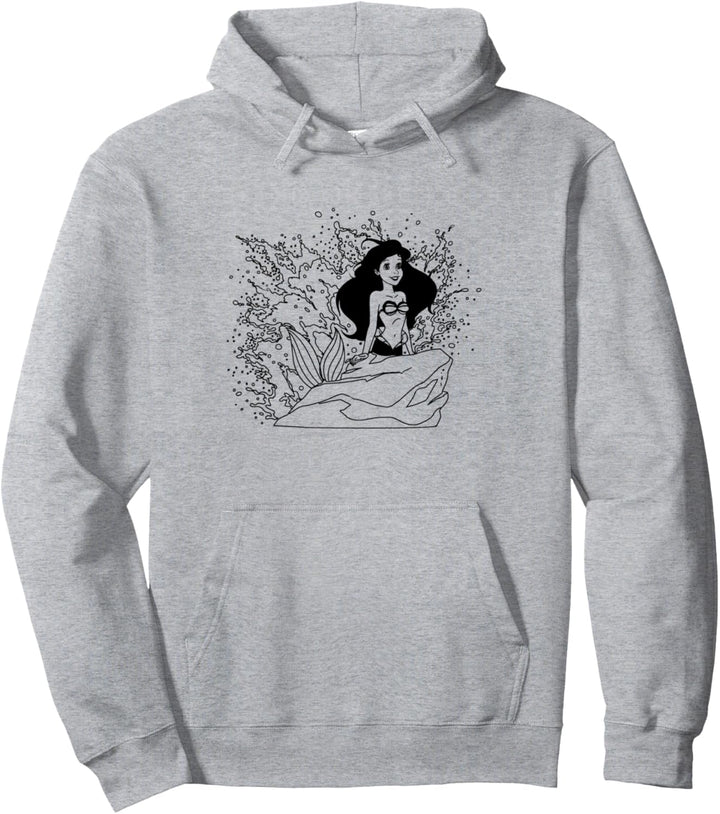 Disney The Little Mermaid Ariel Rocky Waves Outline Pullover Hoodie