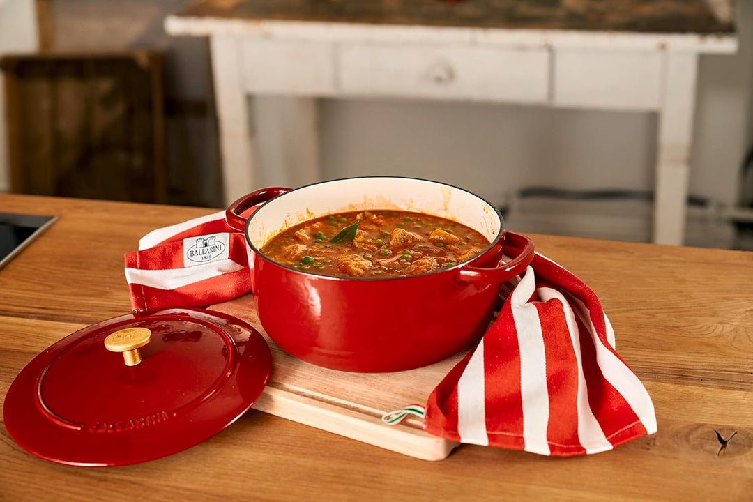 BALLARINI Bellamonte Auflaufform, Bräter, Dutch Oven, Emailliertes Gusseisen, Rund, 28cm, 7,0 L, Rot