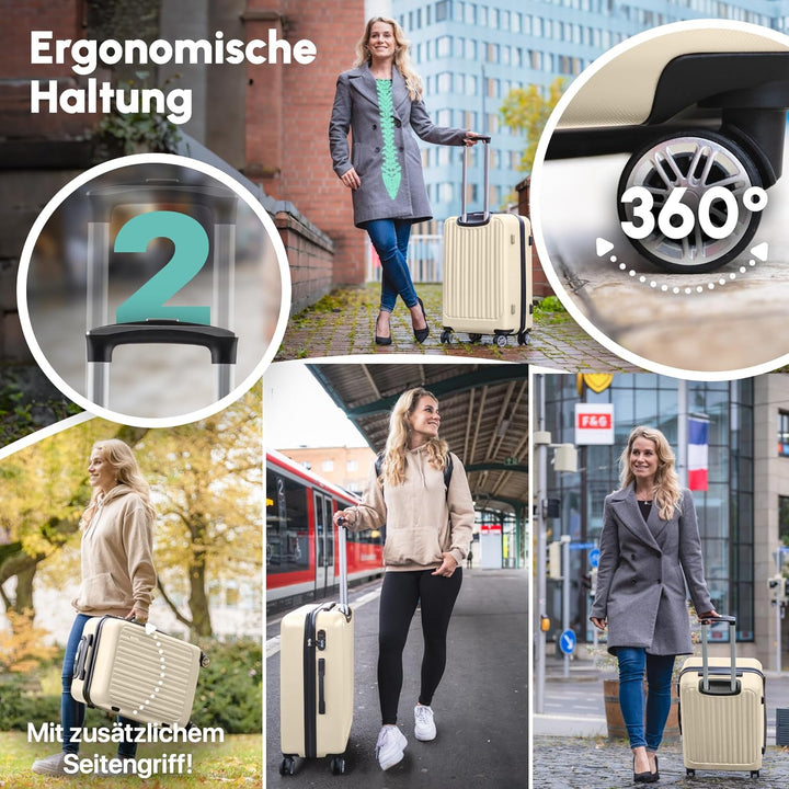 Easy Move ABS Hartschalenkoffer [ERGONOMISCH & SICHER] - Grosser Trolley Koffer mit 360° Rädern, Zah