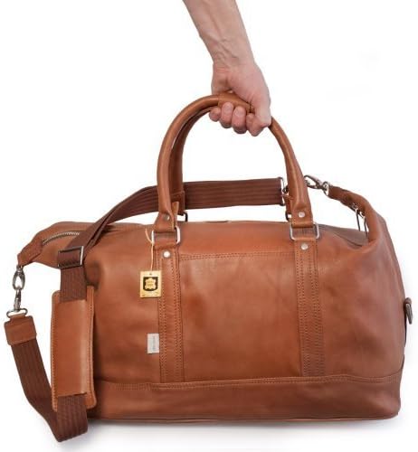 Mittel-Grosse Reisetasche Weekender Grösse M aus Nappa-Leder, für Damen und Herren, Cognac-Braun, Ja
