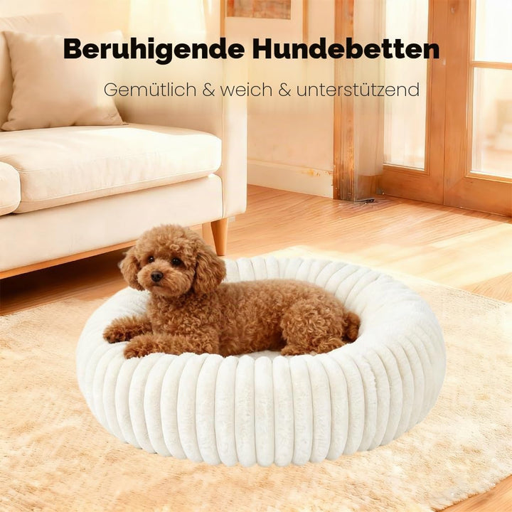 SHJOEE Flauschig Haustierbett Waschbar Hundebett Katzenbett Rund Donut Hundekorb Indoor Katzenkissen