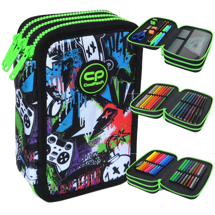 CoolPack XXL Federtasche Federmappe 3-Fach Schulstiftetui, dreifaches Federmäppchen, Federmäppchen f