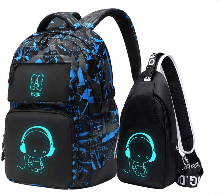 Asge Rucksack Jungen Schulrucksack Mädchen Teenager Jugendliche Coole Schule Daypacks Kinder Reflekt