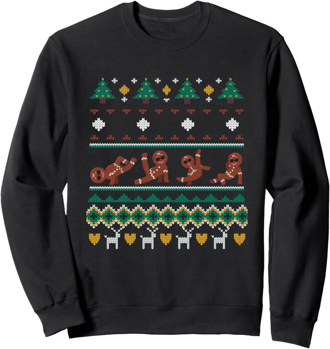 Ugly Christmas Breakdance Santa Claus New Year Lebkuchen Sweatshirt
