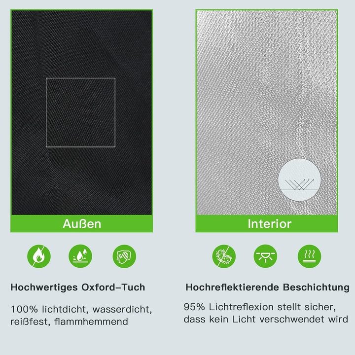 Growzelt 80x80x180 cm Grow Tent 600D Oxford Grow Box Lichtdicht und Wasserdicht Pflanzenzelt Growsch