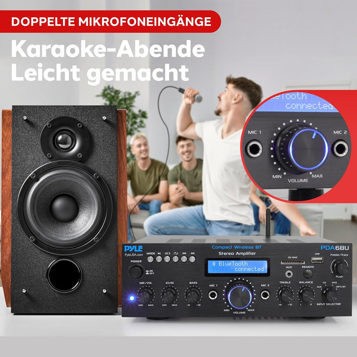 PyleUsa Home Audio Amplifier Home Theater Power Stereo Receiver, Surround Sound, PDA6BUEU, EU Model,