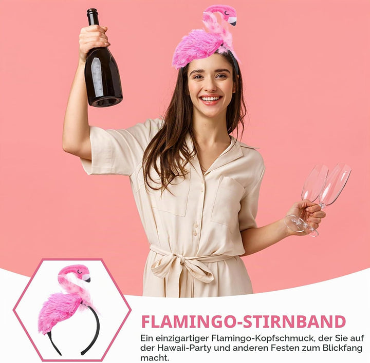 Amosfun 3 Stück Flamingo-Stirnband Flamingo-Kopfschmuck für Hawaii-Karneval Tropisches Party-Haar-Ac