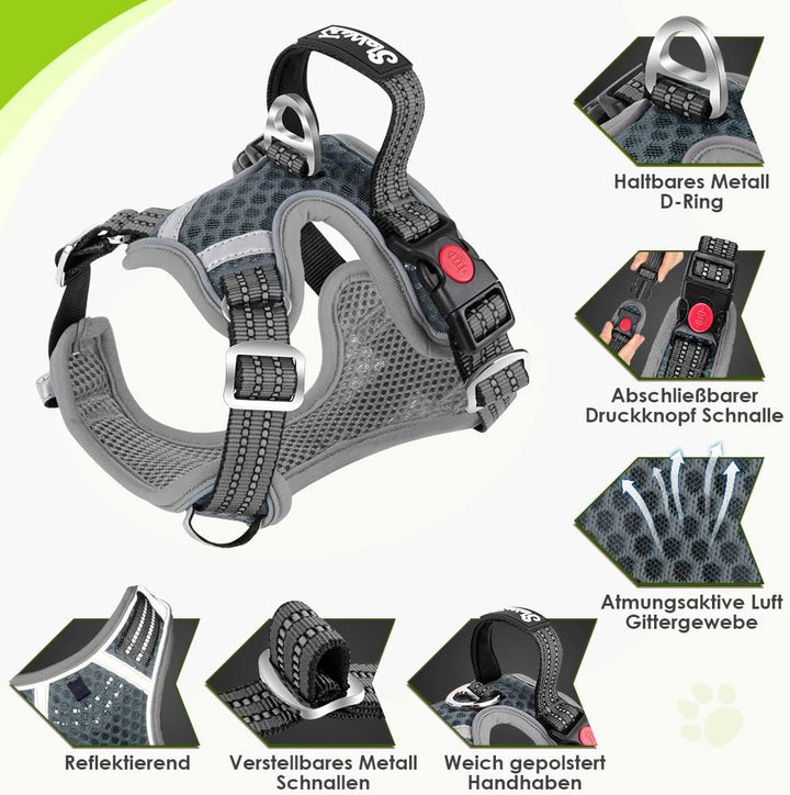 Eyein No-Pull Hundegeschirr, Air-Mesh Atmungsaktiv Brustgeschirr für kleine, mittelgrosse und grosse